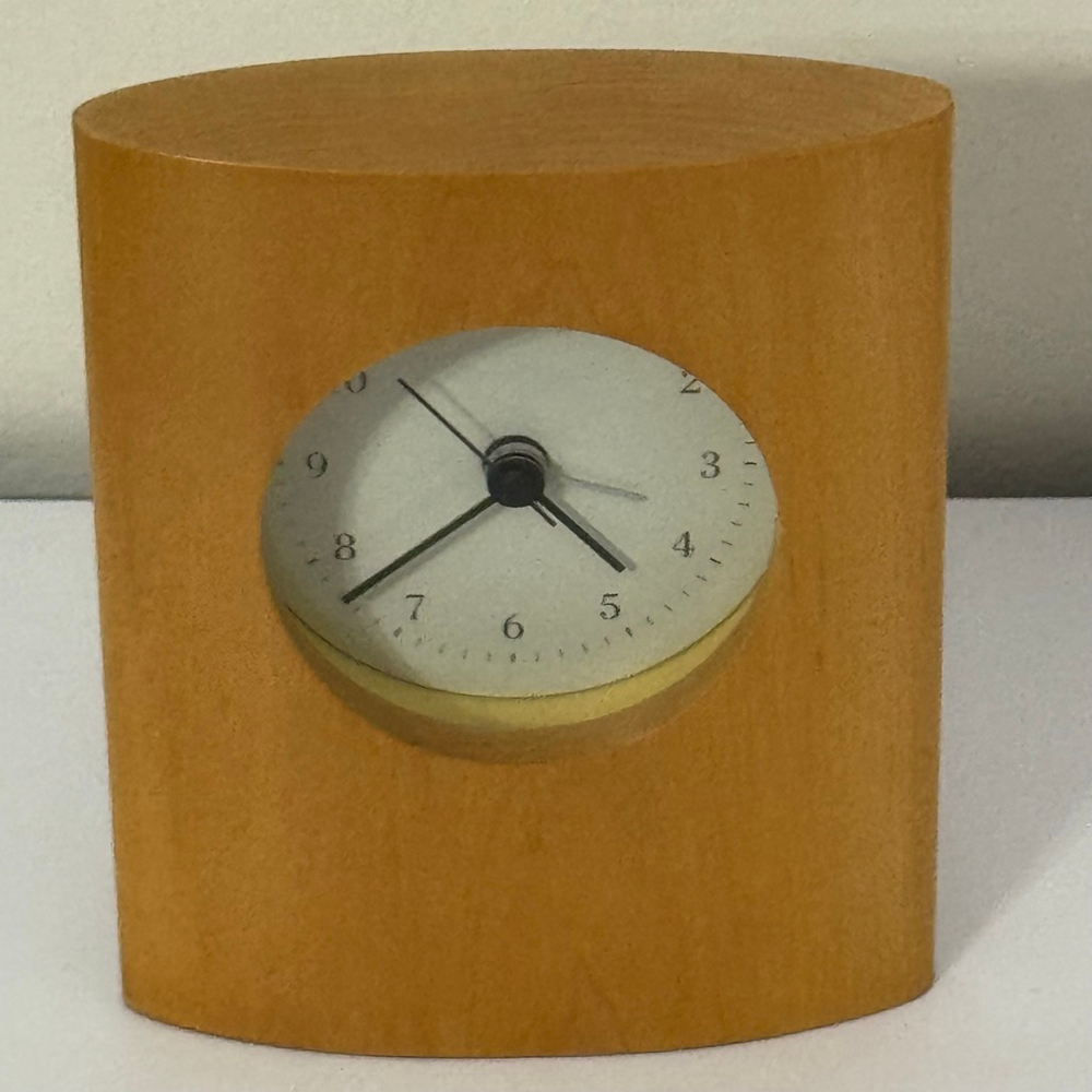 Vintage Ellipse Wooden Maple Alarm Clock Made in Taiwan